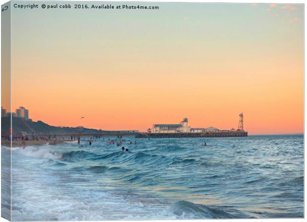 Bournemouth pier sunset, Canvas Print by paul cobb