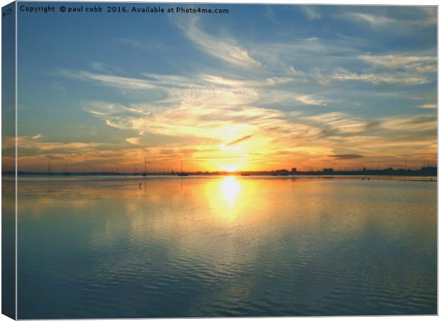 Blue water sunset. Canvas Print by paul cobb