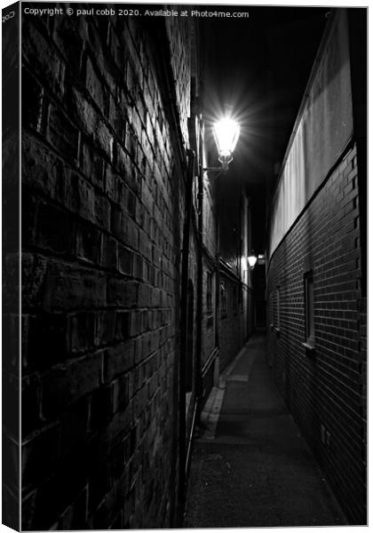 Into the alley.  Canvas Print by paul cobb