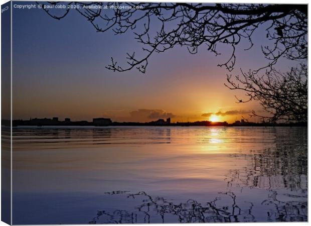 Dawn reflections. Canvas Print by paul cobb