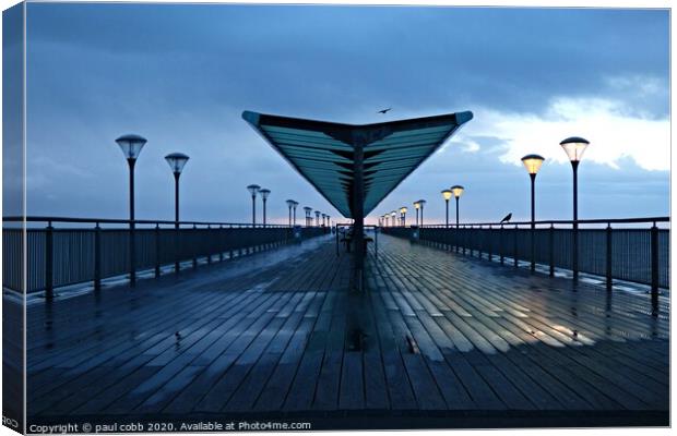 Blue pier. Canvas Print by paul cobb