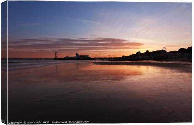 Pier at dusk. Canvas Print by paul cobb