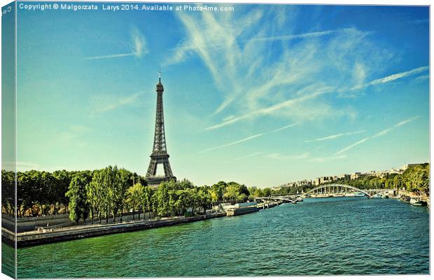 Beautiful, summer scene of Paris with the Eiffle T Canvas Print by Malgorzata Larys