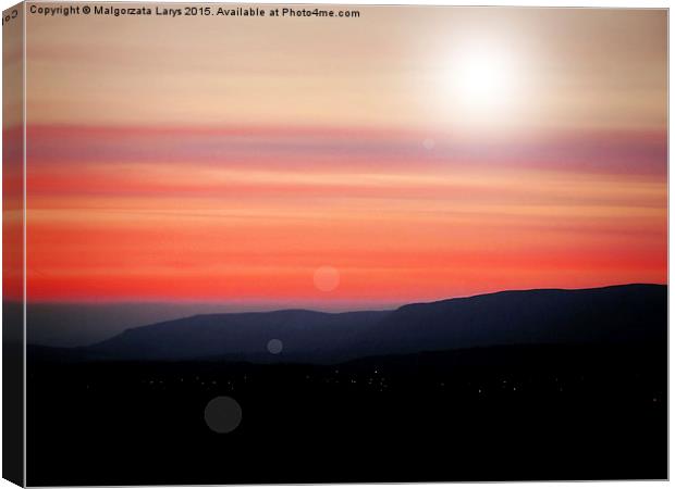 Amazing red sunset over the hills in Scotland Canvas Print by Malgorzata Larys