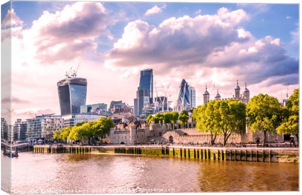 Cityscape, London, The River Thames and modern arc Canvas Print by Malgorzata Larys