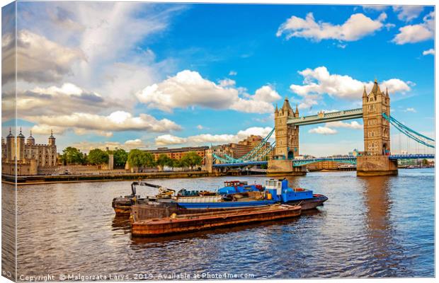 Tower Bridge in London on a beautiful, sunny day,  Canvas Print by Malgorzata Larys