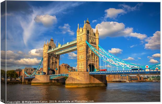 Tower Bridge in London on a beautiful, sunny day,  Canvas Print by Malgorzata Larys