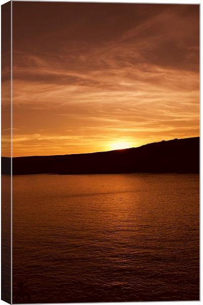 Sunset over Manorbier Bay Canvas Print by Mandy Llewellyn