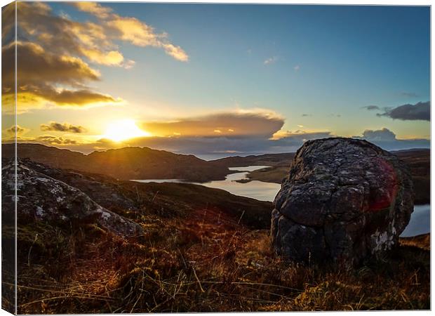 Sunset over Loch Diabaig Canvas Print by Ellie Rose