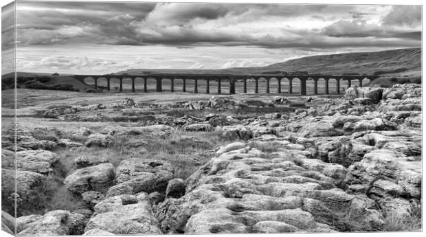 The Ribblehead Viaduct in monochrome Canvas Print by Mark Godden