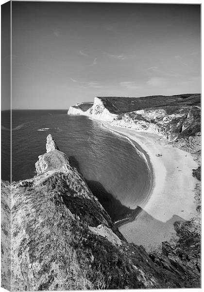 Durdle Promontory in mono.  Canvas Print by Mark Godden