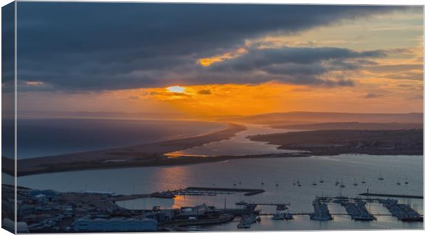 Portland Harbour at sunset.  Canvas Print by Mark Godden