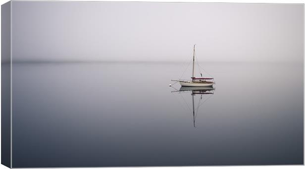  Loch Linnhe, Boat in mist Canvas Print by Scott Robertson