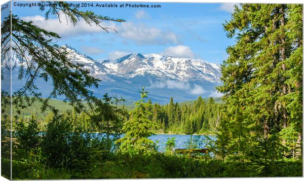 Picturesque Pyramid Lake Canada Canvas Print by Judith Lightfoot