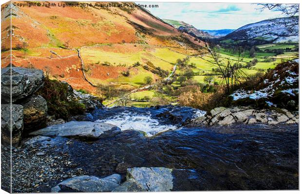 The Top of Pistyll Rhaeadr Waterfall Canvas Print by Judith Lightfoot