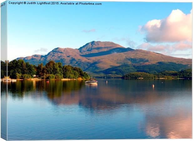 The peacful tranquility of Loch Lomond Canvas Print by Judith Lightfoot