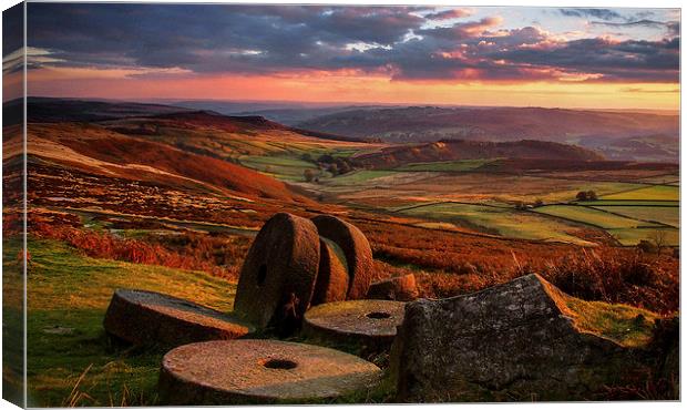  Sunset Colours over the Millstones Canvas Print by John Cropper