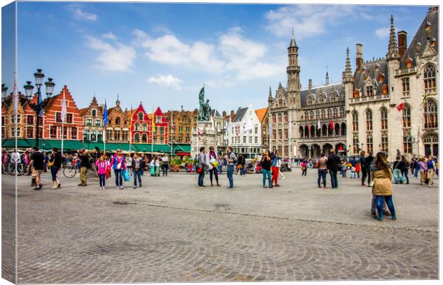 Bruges Market Square Canvas Print by Patrycja Polechonska