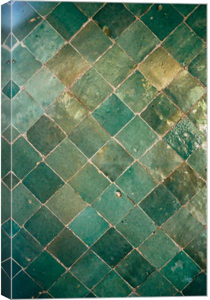 Blue Green Moroccan Tile Pattern Canvas Print by Patrycja Polechonska