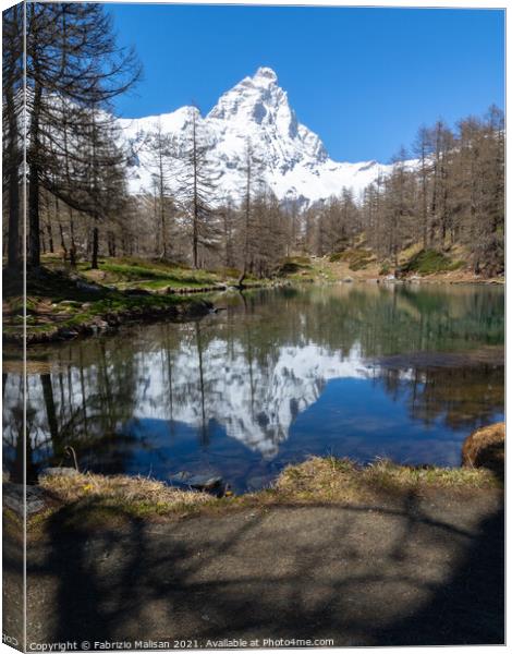 Lake Reflection Cervinia Aosta Valley Italy @FabrizioMalisan Photography-6020 Canvas Print by Fabrizio Malisan