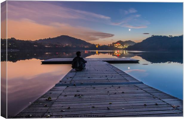 Autumn blue hour by the lake Canvas Print by Fabrizio Malisan