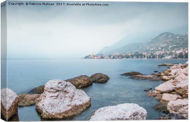 A Gloomy Day In Malcesine Lake Garda  Canvas Print by Fabrizio Malisan