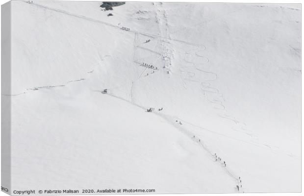 Ski Alpinists on the way to the Breithorn Mountain Canvas Print by Fabrizio Malisan