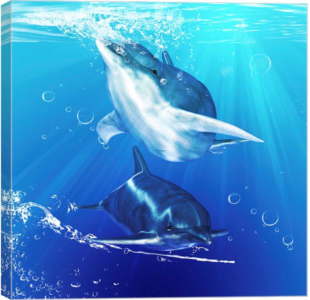 "Aquatic Harmony" Dolphin Wall Art Canvas Print by Tanya Hall