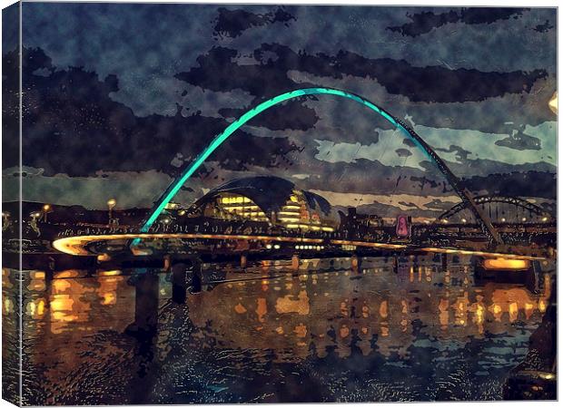  Newcastle Upon Tyne Digital Water Color Painting Canvas Print by Tanya Hall