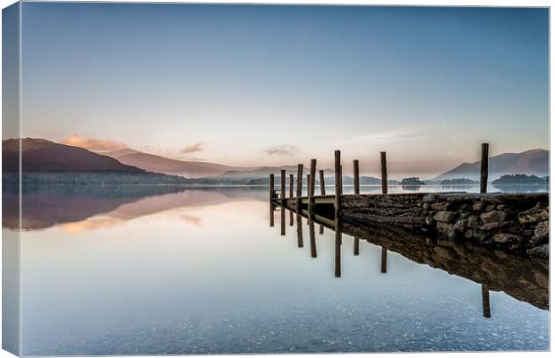 Pier On Derwent Water in The English Lake District Canvas Print by David Hirst