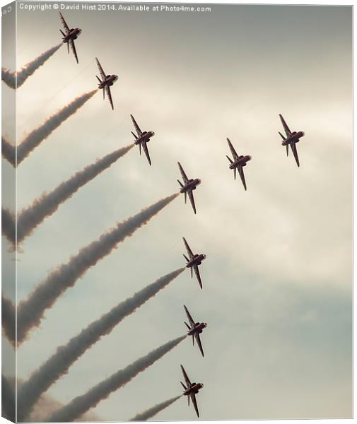  Red arrows in flight Canvas Print by David Hirst