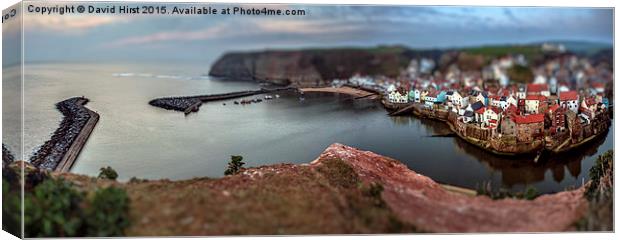  Staithes Model Village style image panoramic Canvas Print by David Hirst
