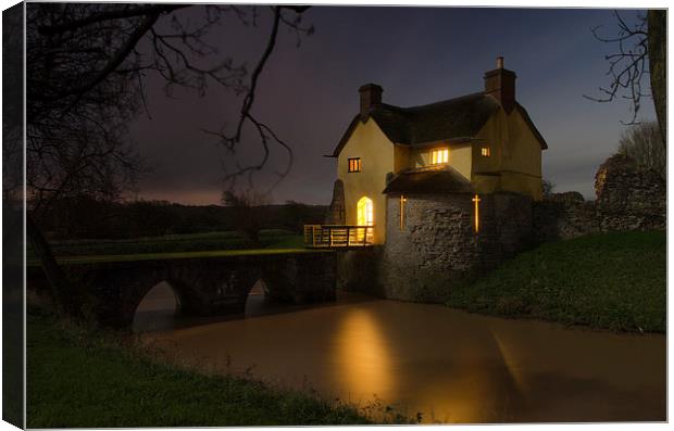  Stogursey Castle at Night Canvas Print by Bob Small