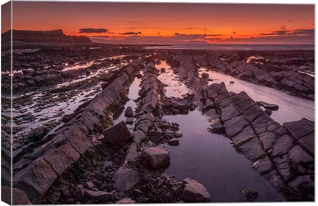  Kilve Rocks at Sunset Canvas Print by Bob Small