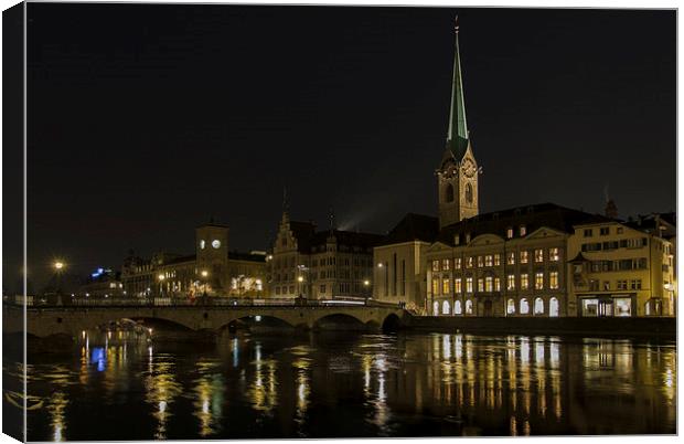 Zurich by Night  Canvas Print by Bob Small
