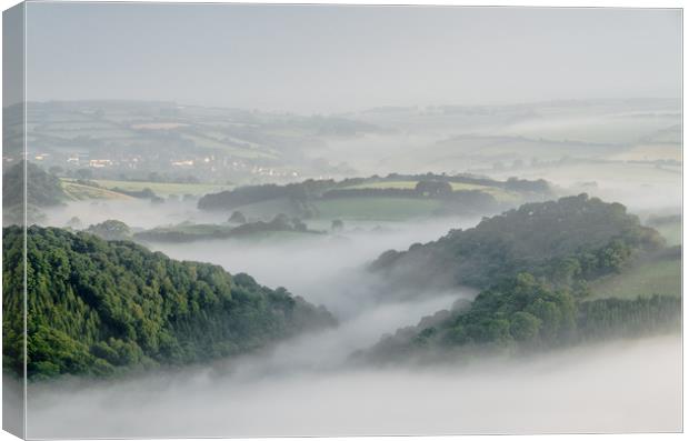 Haddeo Valley Mists Canvas Print by Bob Small