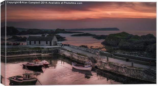 Ballintoy Harbour Sunset Canvas Print by Alan Campbell