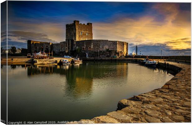 Sunrise at Carrickfergus Castle Canvas Print by Alan Campbell