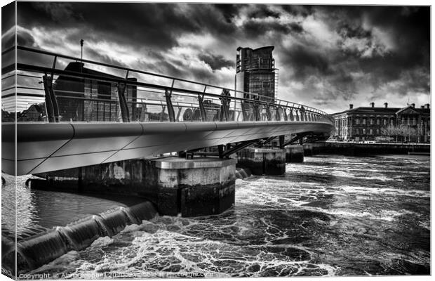Bridge Over Stormy Waters Canvas Print by Alan Campbell
