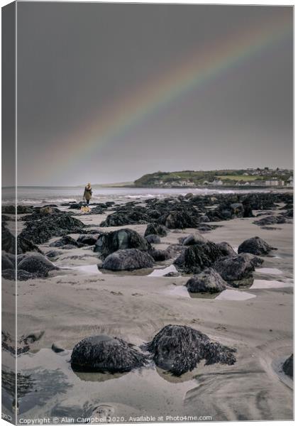 Rainbow On The Rocks Canvas Print by Alan Campbell