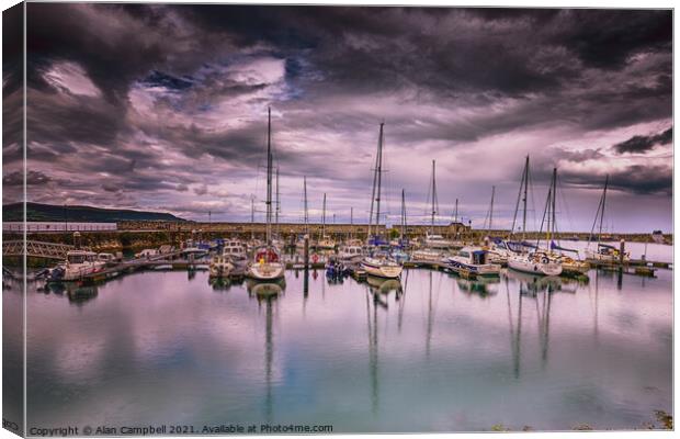 Waiting for the sun, Glenarm Marina Canvas Print by Alan Campbell