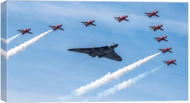  Vulcan Bomber and Red Arrows Canvas Print by Chris Hulme