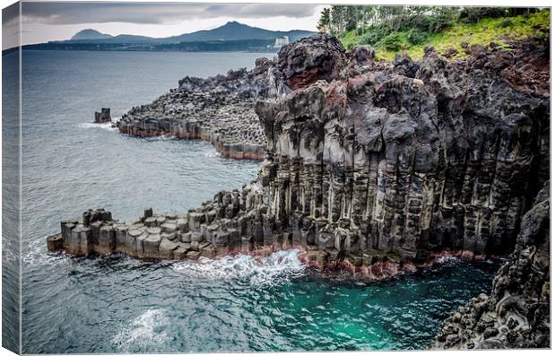 Jeju Lava Columnar Joints  Canvas Print by Alex Inch