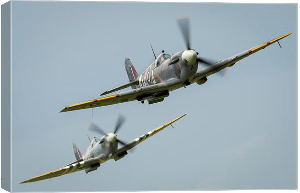Spitfire Tail Chase Canvas Print by Simon Johnson