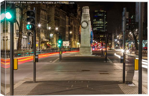  night time at the cenotaph Canvas Print by mike cooper