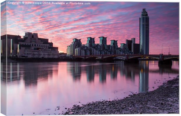 across the water towards  st George wharf Canvas Print by mike cooper