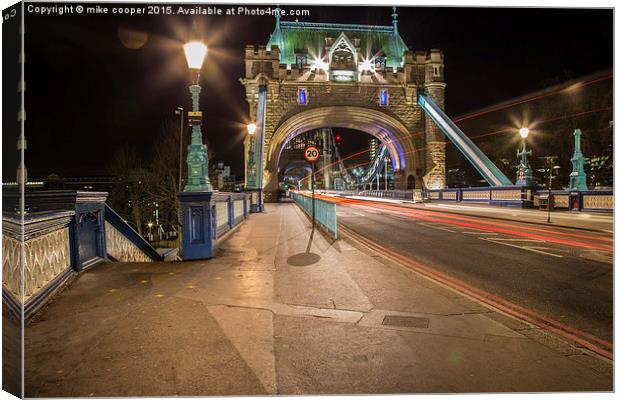  Tower bridge London,light show Canvas Print by mike cooper