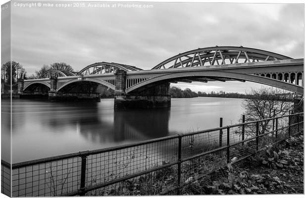  grey day at Barnes bridge Canvas Print by mike cooper
