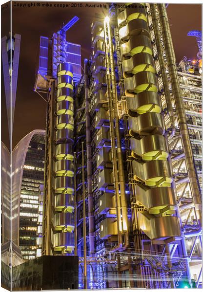  One Lime street London the Lloyds building Canvas Print by mike cooper