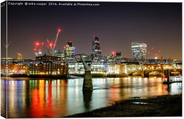 London's night skyline Canvas Print by mike cooper